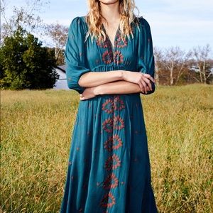 Free People Embroidered Fable Midi Dress